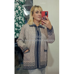 Жіночий кардиган на замку з орнаментом беж Жіночий кардиган на замку з орнаментом беж