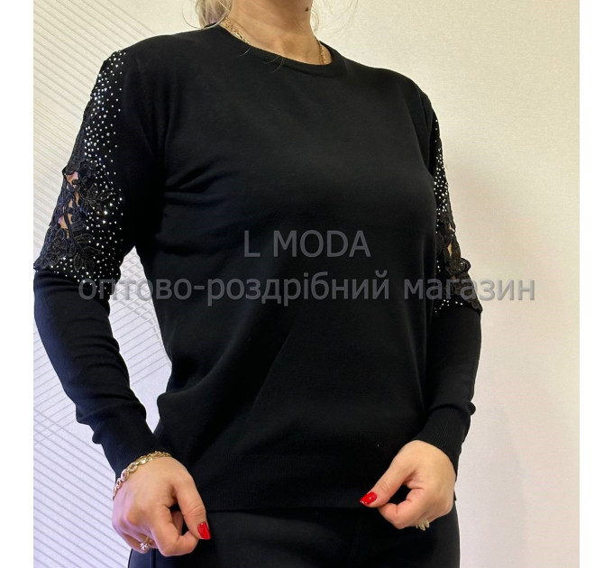 Кофта з ажурним рукавом м'ятна 50