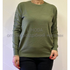 Кофта з ажурним рукавом хакі 52
